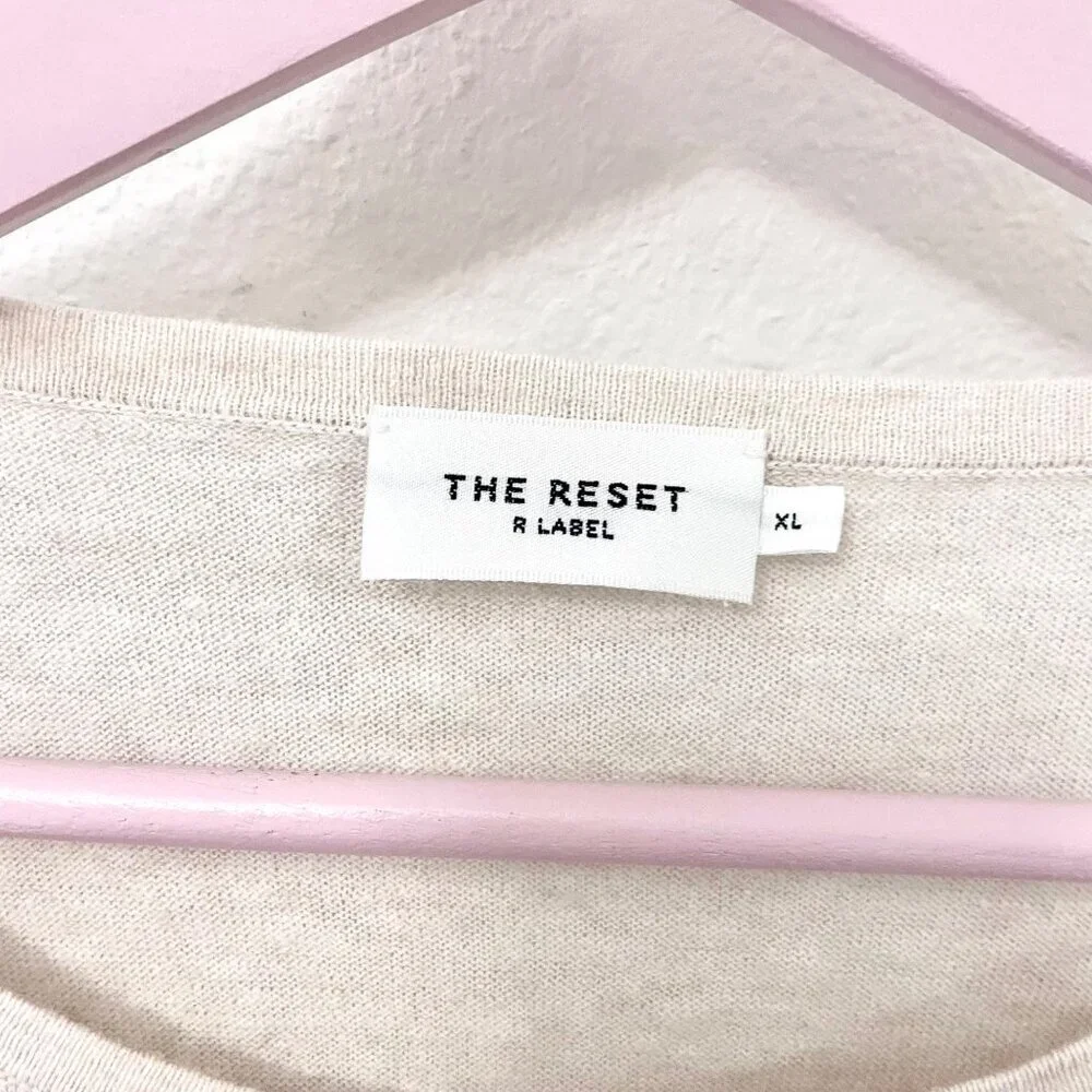 The Reset Ivory Short Sleeve Everyday Cotton Linen Blend Top Size XL - Picture 3 of 7